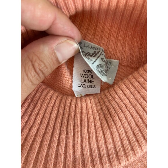 Lyle & Scott Sweater Womens Size 40 Peach Mock Neck Lambswool Made in Scotland - Picture 5 of 11